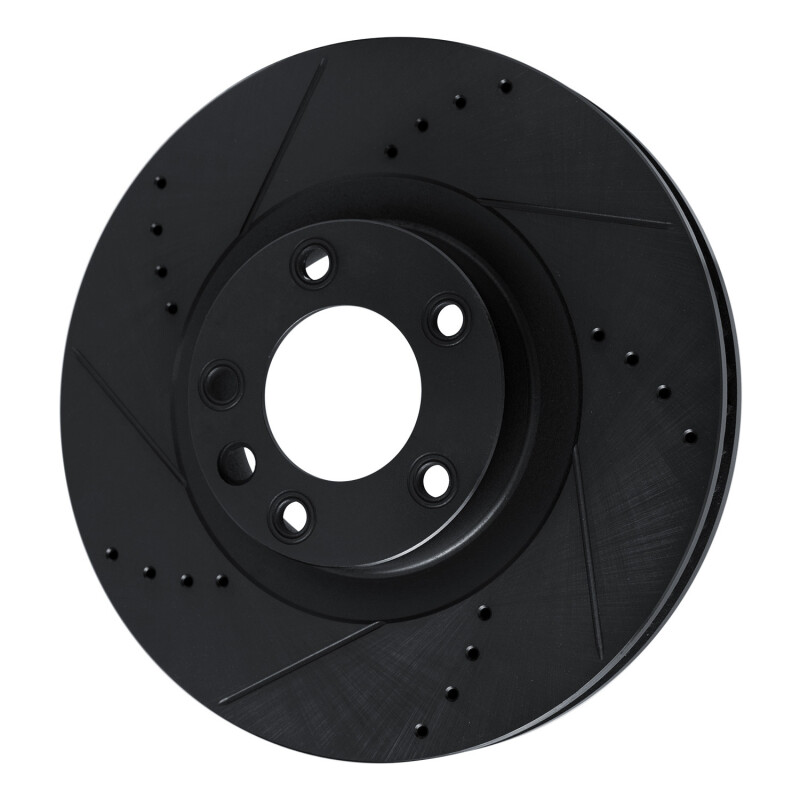 Porsche Cayenne Brake Rotor (1) - Right Front - R1 Concepts - Drilled & Slotted - Black - `11-`18